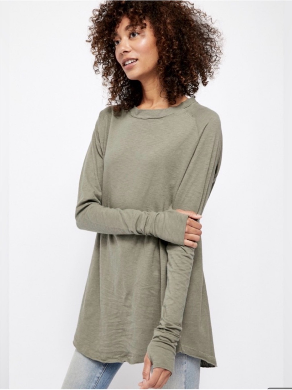 Free People We The Free Arden Tee Size Large In Olive Green